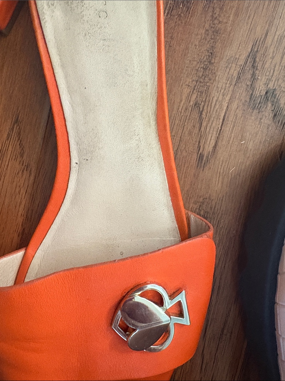 kate spade Orange Leather Slide Mules with Silver Logo - Picture 2 of 5